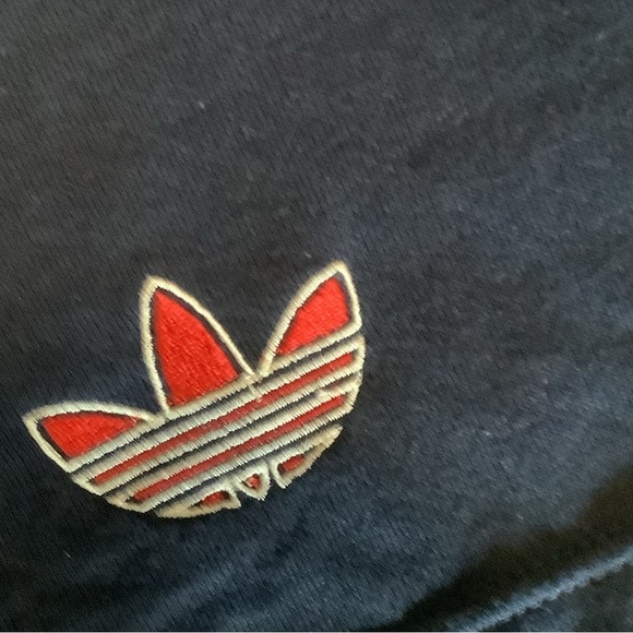 Adidas Men Polo sweatshirt Vtg Trefoil Blue Sz M - Picture 3 of 4